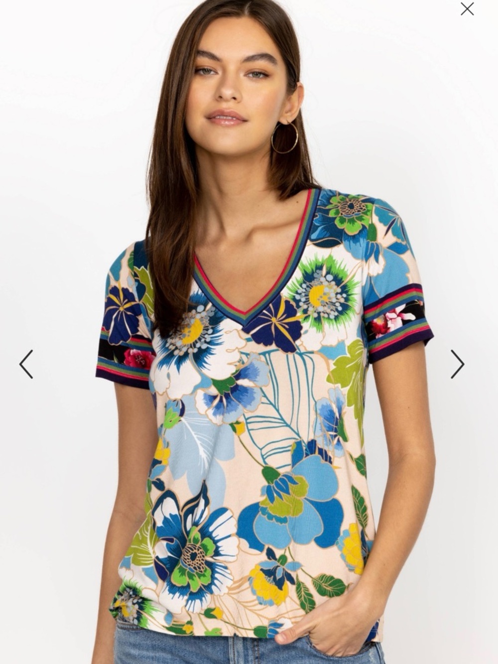 Johnny Was Janie Favorite Short Sleeve V-Neck Tee | size xs